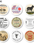 Vintage Farm Label Knobs – Rustic Livestock & Dairy Drawer Pulls (Set of 4, 6 or 9)