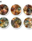 A six‑piece abstract floral cabinet knob set featuring warm marbled botanical artwork, soft ink‑style detailing, and organic contemporary shapes. Each knob showcases fluid floral patterns in earthy neutrals and muted tones, creating a modern boho look perfect for dressers, cabinets, and eclectic home décor.