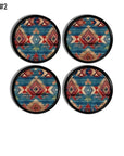 Set of 4 navy blue tribal cabinet knob with geometric Navajo inspired design. Unique decorative hardware.