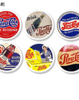 Set of 6 vintage-style Pepsi cabinet knobs featuring retro 1950s advertising graphics