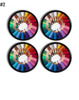 Set of 4 cabinet and drawer knobs with a full color spectrum of art pencils. Colorful replacement hardware for kids furniture.
