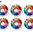 Unique decorative cabinet knobs in colored pencil artist theme on white hardware.