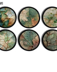Textured look leaf vein cabinet knob with earthy green and tan botanical detail in an organic modern and contemporary decor styles.