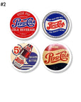 Set of 4 antique Pepsi beverage advertisement cupboard door knobs. Suitable for furniture drawer pulls or cabinet handles.