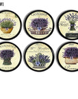 6 handmade decorative door handle knobs featuring fresh lavender florals. Shabby cottage farmhouse style hardware.