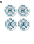 4 Portuguese Azulejos Tile themed furniture drawer pulls. Unique decorative handle hardware for Southwestern decor.