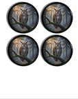 Unique woodland‑inspired cabinet knobs featuring a great horned owl perched on a forest branch with warm filtered light, perfect for cabin, lodge, and nature‑rustic décor