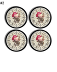 Decorative English garden rose dresser knobs. Distressed floral replacement hardware for vintage or upcycle furniture pieces.