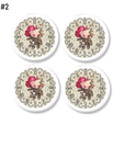 Four piece replacement furniture drawer pull set. Handmade Victorian floral clock face knobs for French Country or antique home decor.