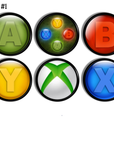 XBox controller button themed drawer pulls. Gaming geek mancave bar cabinet handle hardware.