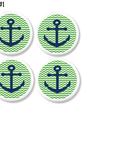 Classic green, navy blue and white coastal nautical furniture hardware. Handmade bathroom, bedroom or kitchen cupboard knobs.