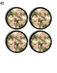 Decorative Pink Taupe White Butterfly Camo Dresser Knobs, Bathroom Cabinet Drawer Pulls - Set No. 1214RRB