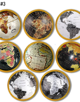 Desk globe themed wood knobs for cabinet door and furniture drawer. World maps in stunning black, beige, coper and white. Masculine hardware for sosphisticated mens decor.