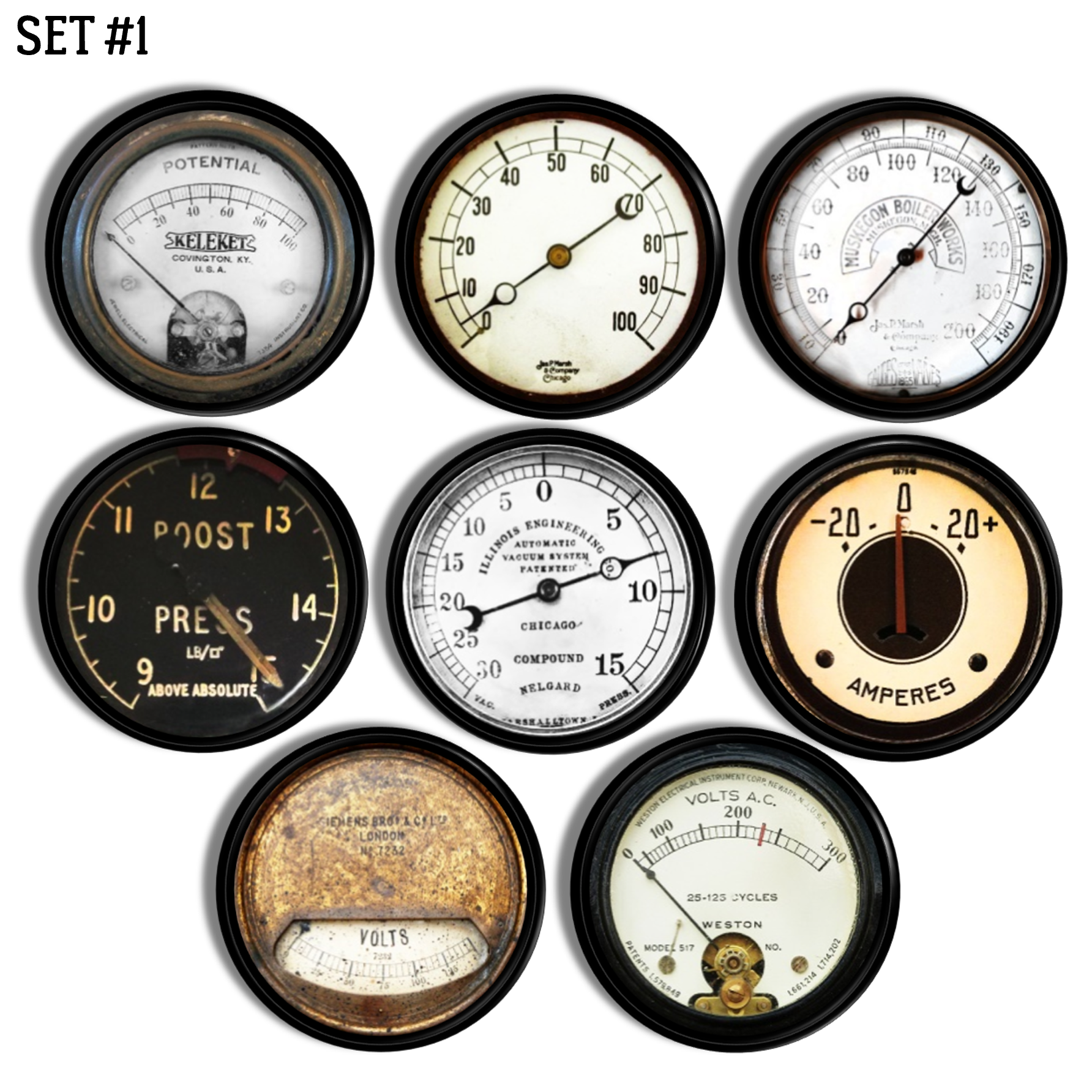 Decorative antique factory meter Steampunk cabinet drawer pulls
