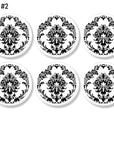 Vintage chic damask bathroom cabinet door knobs. Black and white room decor replacement drawer pulls.