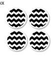 4 Black white contemporary geometric zigzag cabinet knobs. Modern chevron design furniture drawer pull.
