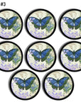 Handmade feminine bathroom cabinet door knob. Boho bohemian botanical butterfly harware in blue, green and lavendar..