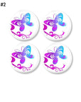4 Piece set of decorative handmade drawer pulls in a colorful gradient mystical butterfly scroll theme. Replacement knobs for cabinet doors, cupboards and furniture upgrade.