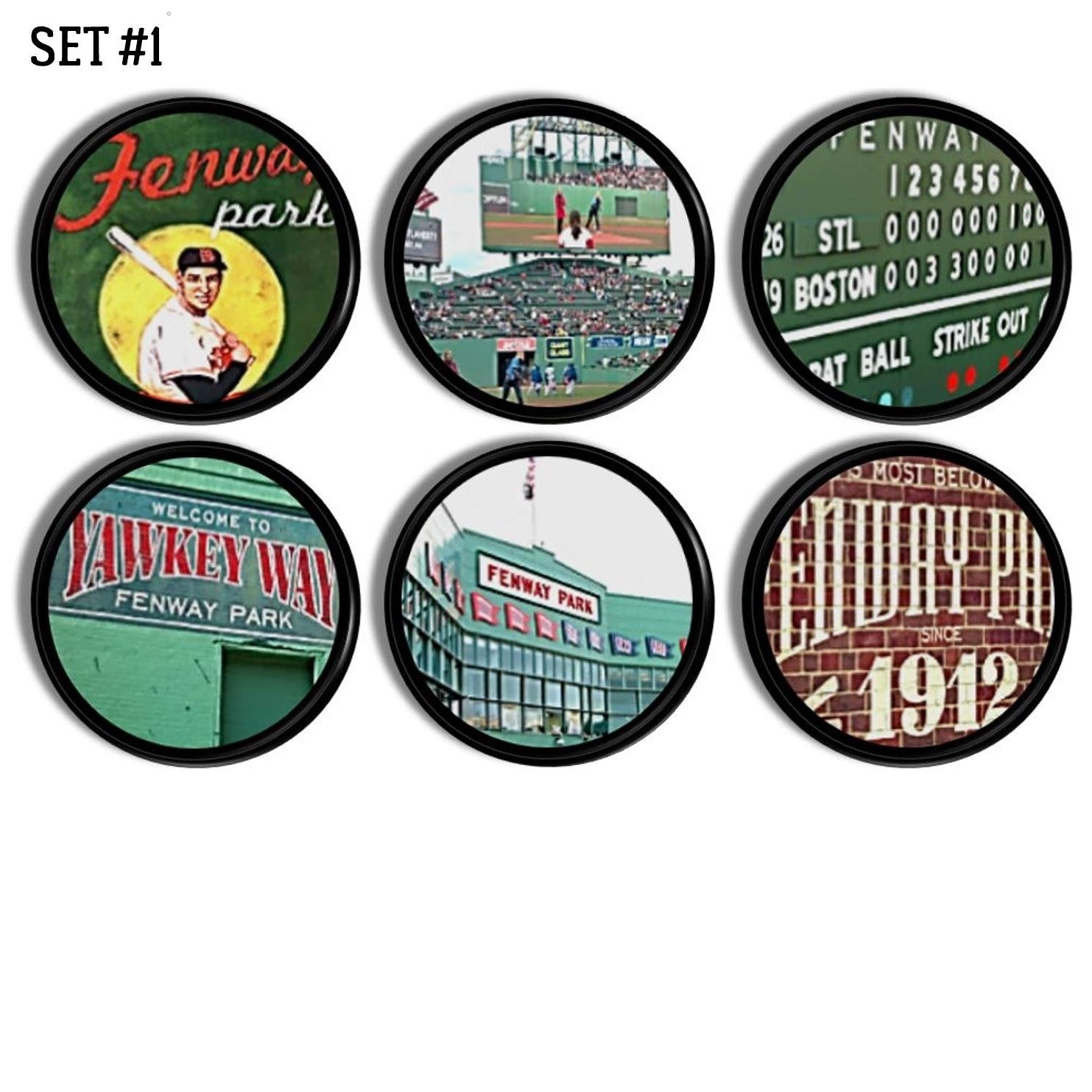 6 historical Fenway Park drawer pulls for Red Sox theme baseball sport bar cabinets, door knobs or drawer handles.