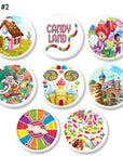 candy land board game theme handmade pulls made on white knob. Suitable for kids cabinet door, dresser drawer, cupboard handle.