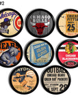 Unique Man Cave Chicago team decorative cabinet knob hardware set. Home bar memorabilia knobs.