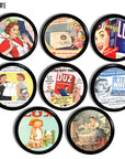8 Colorful Retro Style Laundry Cabinet Knobs decorated in vintage 1950s era soap detergent ads from Lux, Dux, Blue White Tide.