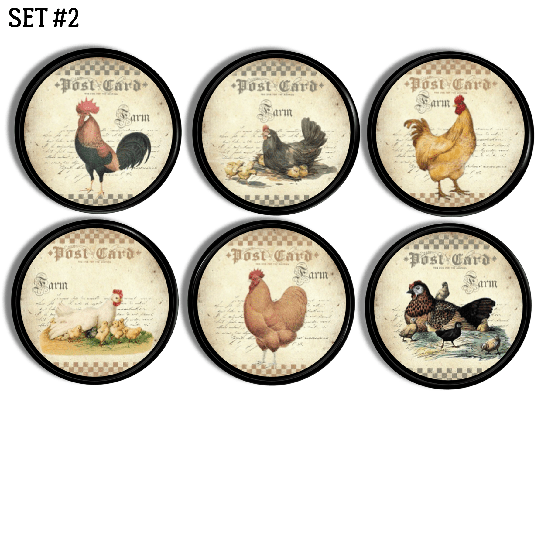 Rustic Country Rooster Farmhouse Furniture hardware. Handmade decorative knobs also make unique peg hooks.