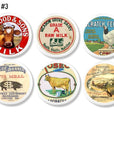 Dairy farm country themed handmade white cabinet door knobs. Decorated in dairy cow, chicken, pig feed