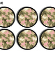 Decorative Pink Taupe White Butterfly Camo Dresser Knobs, Bathroom Cabinet Drawer Pulls - Set No. 1214RRB