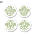 4 Mint green modern floral damask cabinet door knobs. Drawer pulls for furniture, cupboards etc.