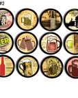 Retro man cave decorative drawer pulls. Beer themed knobs for home bar cabinets, cupboards and furniture. Vintage mugs, bottles, signs and stines.