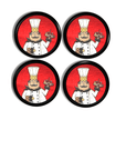 Four fat chef waiter kitchen cabinet knobs serving wine & cheese