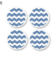 4 blue zigzag stripe cabinet knobs, Decorative drawer pulls for modern coastal bathroom or baby boy nursery.