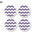 4 Lavender purple zigzag print drawer pulls. Modern chevron design for girls boho chic bedroom furniture.