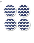 4 Navy blue and white chevron stripe knobs. Drawer pulls for nautical or coastal cottage decor.