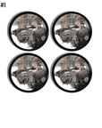 Four knobs decorated with a vintage steam locomotive train for Steampunk invention themed furniture decorative hardware.