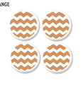 4 Chevron patterned decorative drawer pulls in sherbet orange and white. Knobs for cabinets and furniture.
