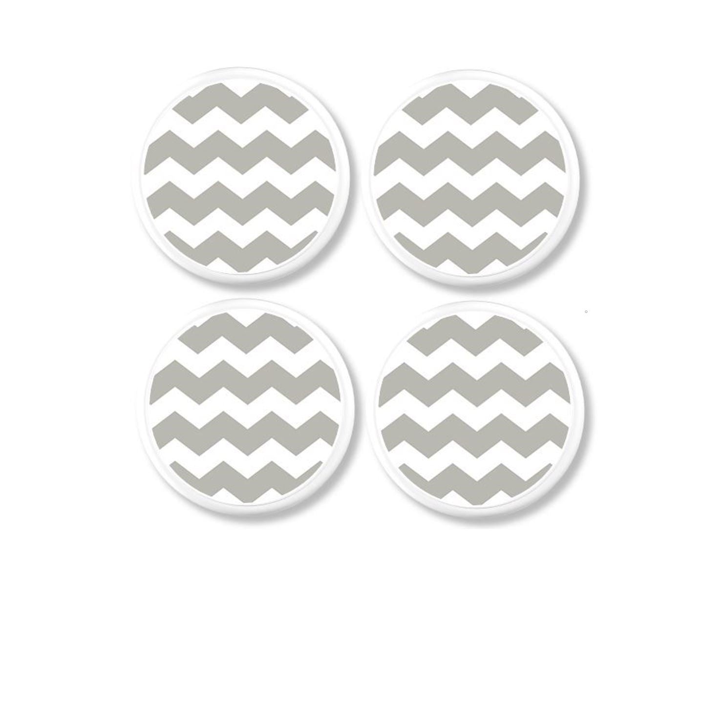 4  Warm gray white zigzag print dresser drawer knob. Geometric chevron door pulls for baby nursery furniture.