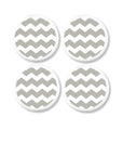 4  Warm gray white zigzag print dresser drawer knob. Geometric chevron door pulls for baby nursery furniture.