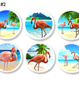 Pink Flamingo Paradise Cabinet Knobs – Coastal Beach Drawer Pulls (Set of 4, 6, or 8)