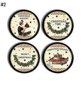 4 Kitchen cupboard drawer pulls in a decorative Chirstmas bakery theme. Primitive barn stars, baked goods and Christmas garland. Knobs for holiday home decoration.