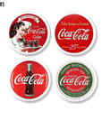 Retro 1950s style Coca Cola kitchen cabinet knobs. Handmade replacement hardware. Colors are red, green and white.