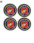 United States Marine Corps logo office furniture drawer pulls. Decorative knob hardware in American military branch theme.