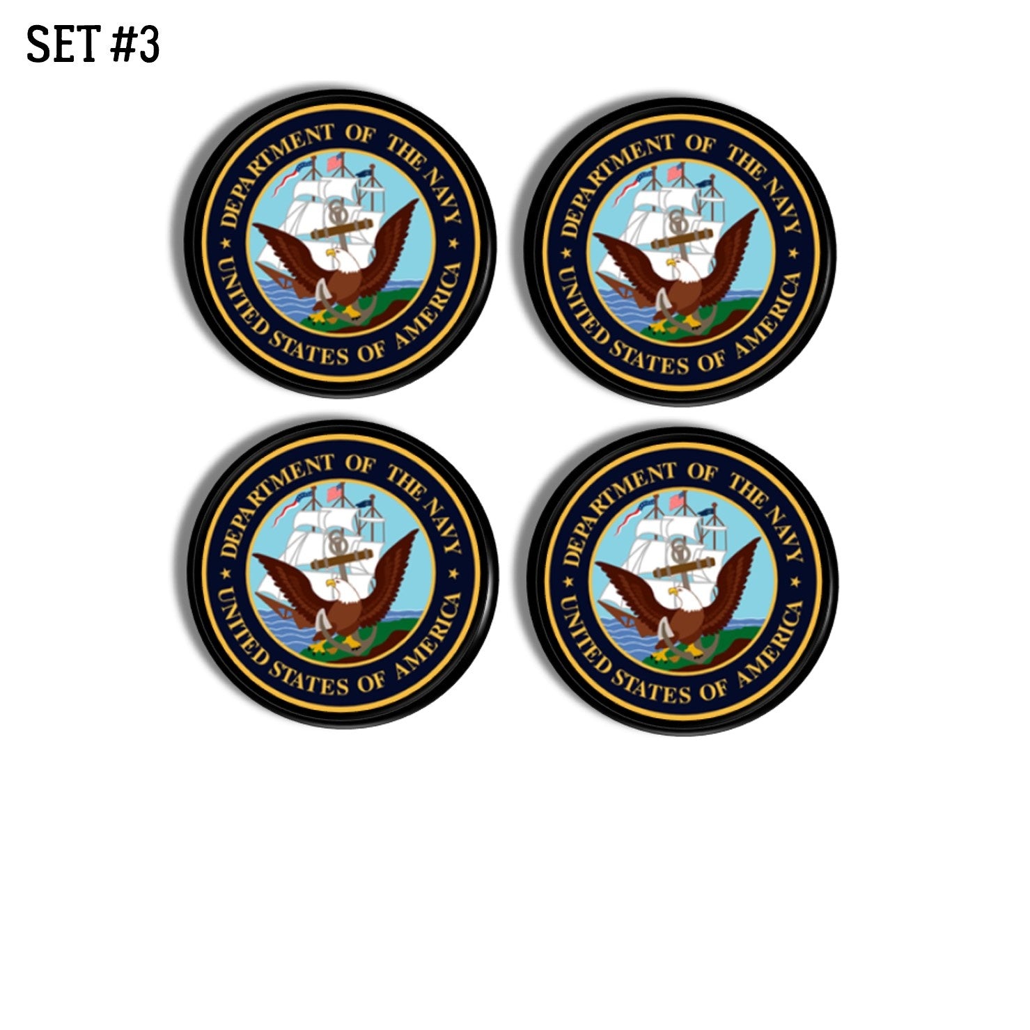 4 Furniture knobs made with the U.S. Navy Seal logo. American Military branch office cabinet drawer pull.
