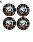 4 Furniture knobs made with the U.S. Navy Seal logo. American Military branch office cabinet drawer pull.