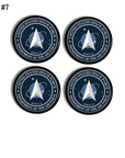 4 United States Space Force theme decorative cabinet door handle knobs . Black drawer pulls with American military logo.