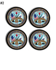 4 Dresser drawer knobs in the United States of America Army logo. U.S. Military theme on black door pull knobs.