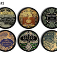 6 handmade knobs in elaborate antique book cover art. Beautiful designs in gold foil, intricate artwork for library, office or study furniture handles.