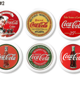 Antique Coca Cola 50s soda shop style cabinet and cupboard knobs. Vintage farmhouse decorative furniture drawer pulls.