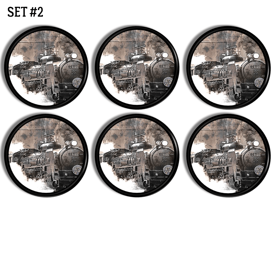 Set of 6 handmade drawer pulls. Antique Train Steam Engine. Steampunk technology decor.